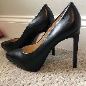 Nine West “Leap A Faith” black leather platform